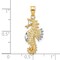10K Gold & Rhodium Plated Seahorse Charm Pendant Jewelry 25mm x 11mm